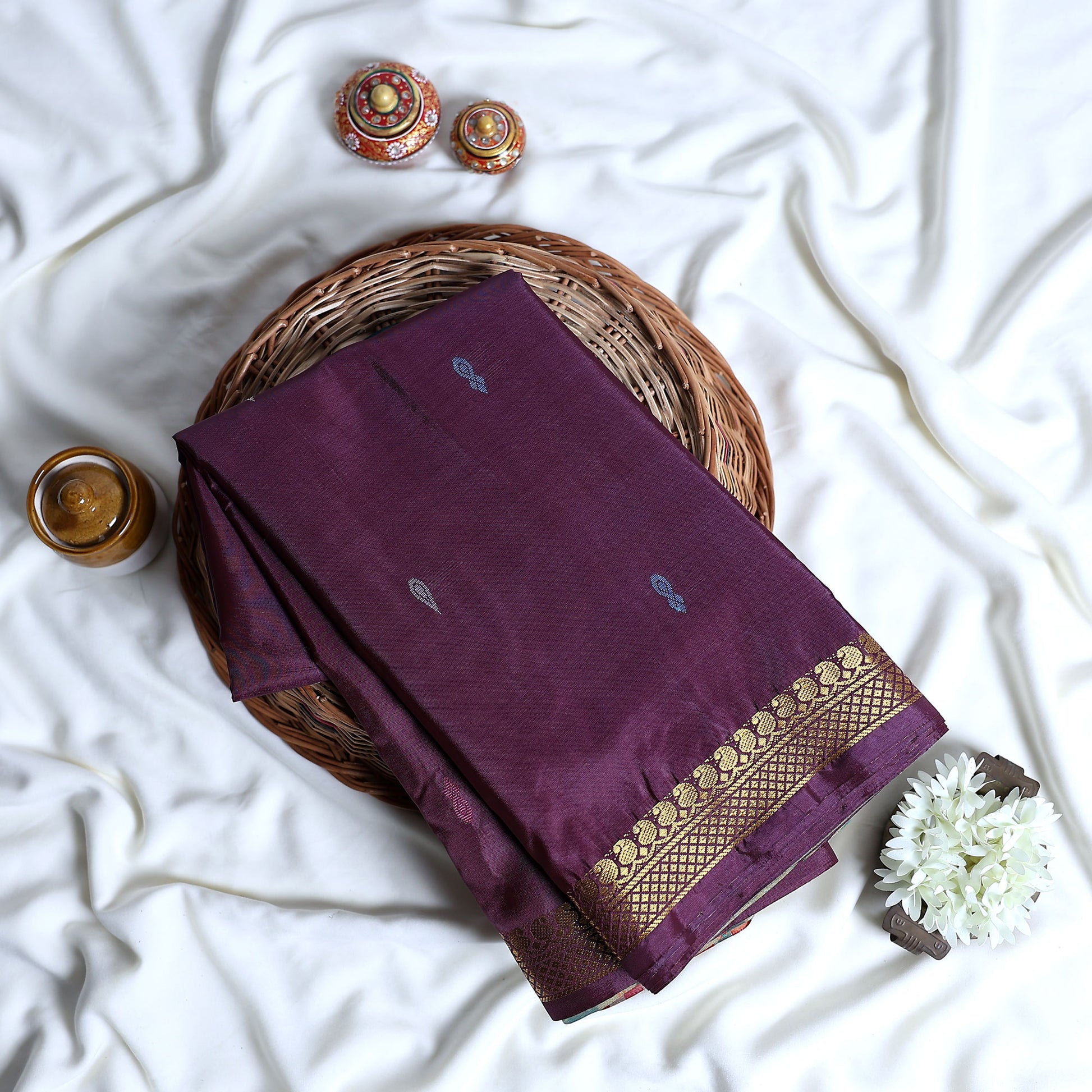 Banana Pith Saree With Elegant Gold Zari Border