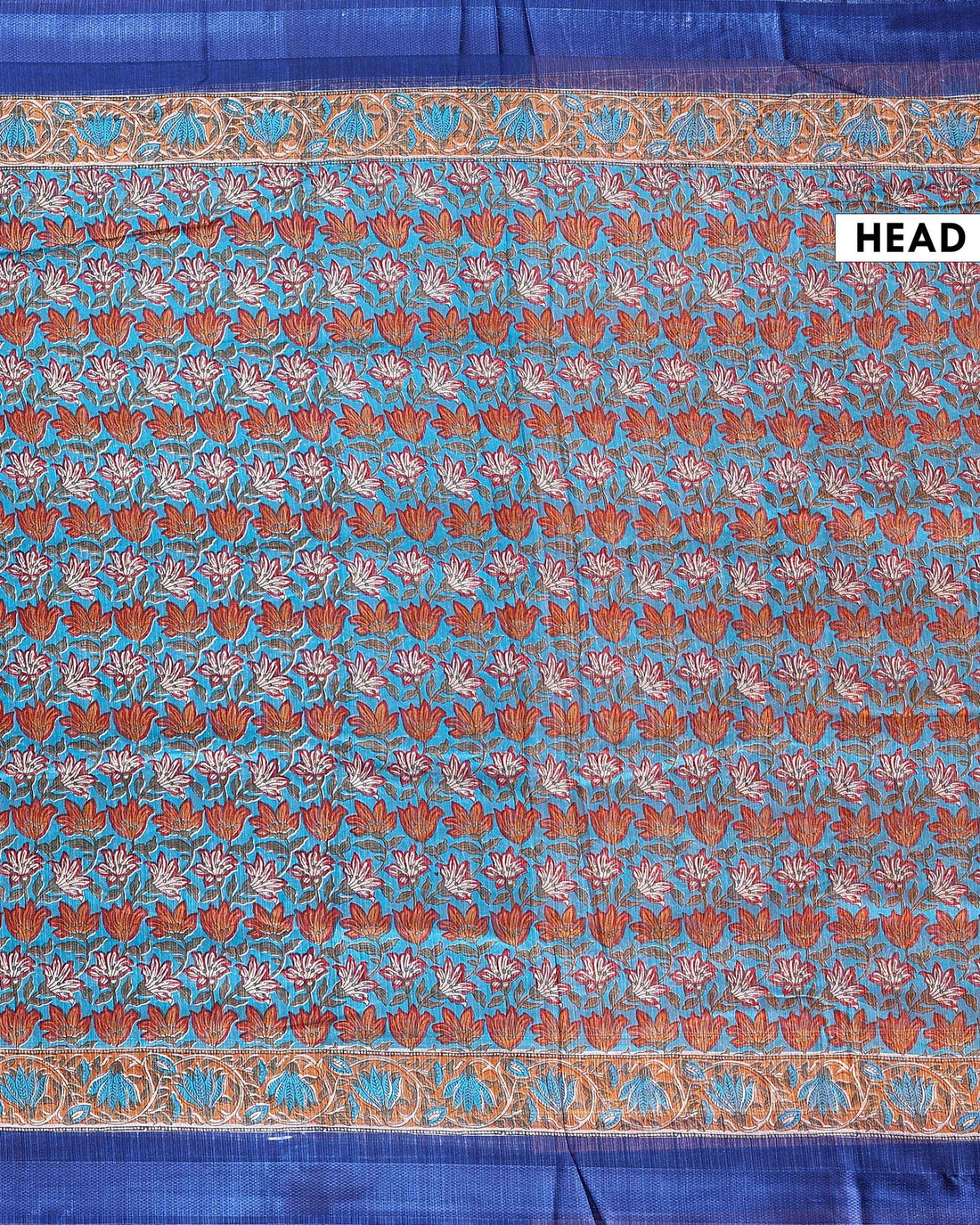 Elegant Georgette Floral Printed Saree With Plain Border - Blue