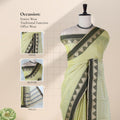 Light Green Mangalagiri Cotton Saree  a Striped Weave Pattern And Traditional Temple Motif Border Suitable For Festive And Ethnic Wear