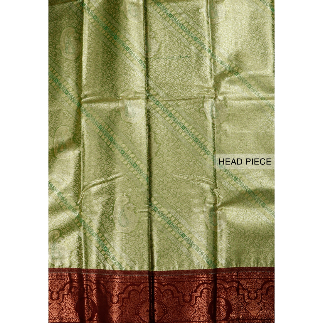 Green Colour Printed Tissue Saree with Maroon Border