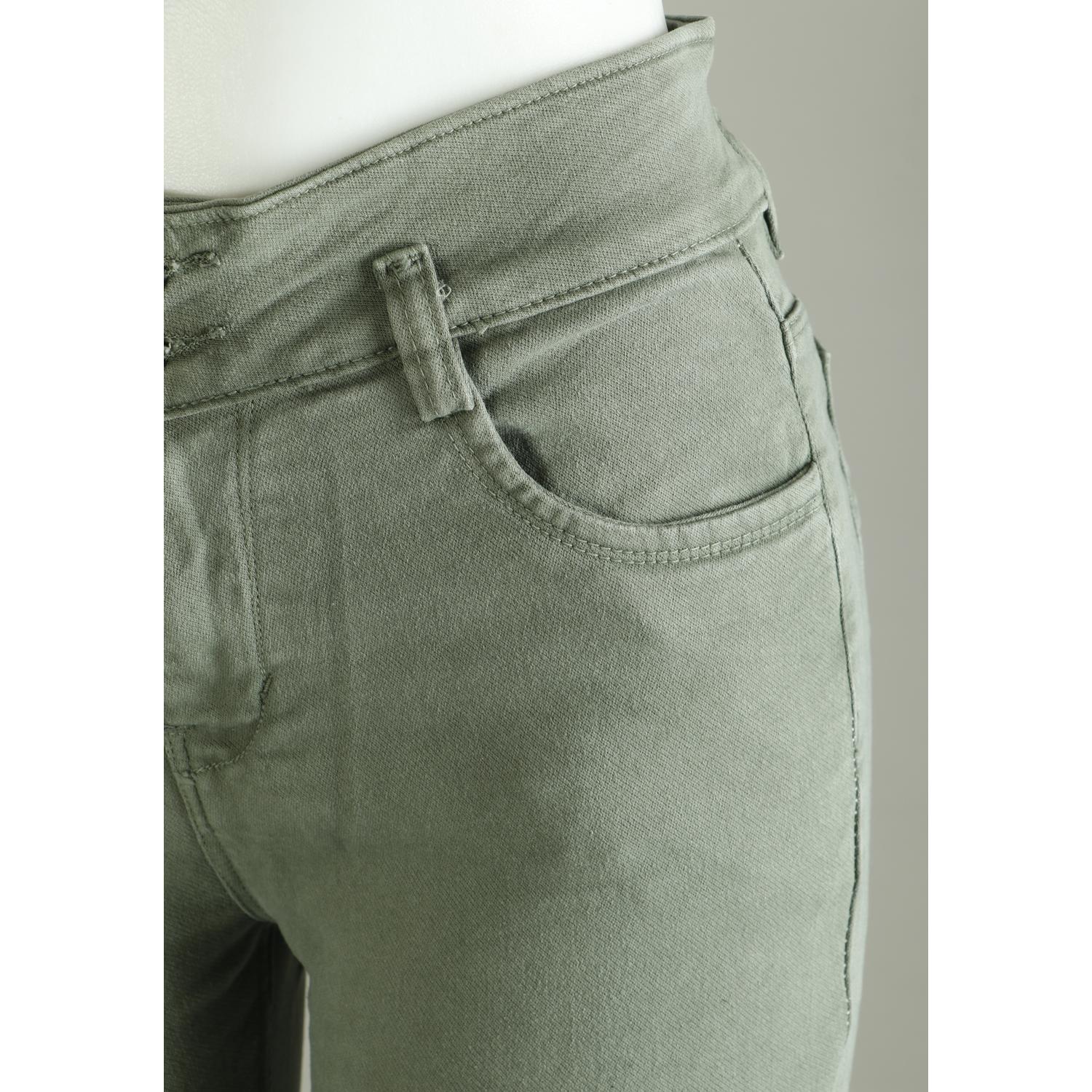 Buy Women Green Pencil Cut  Button Jeans
