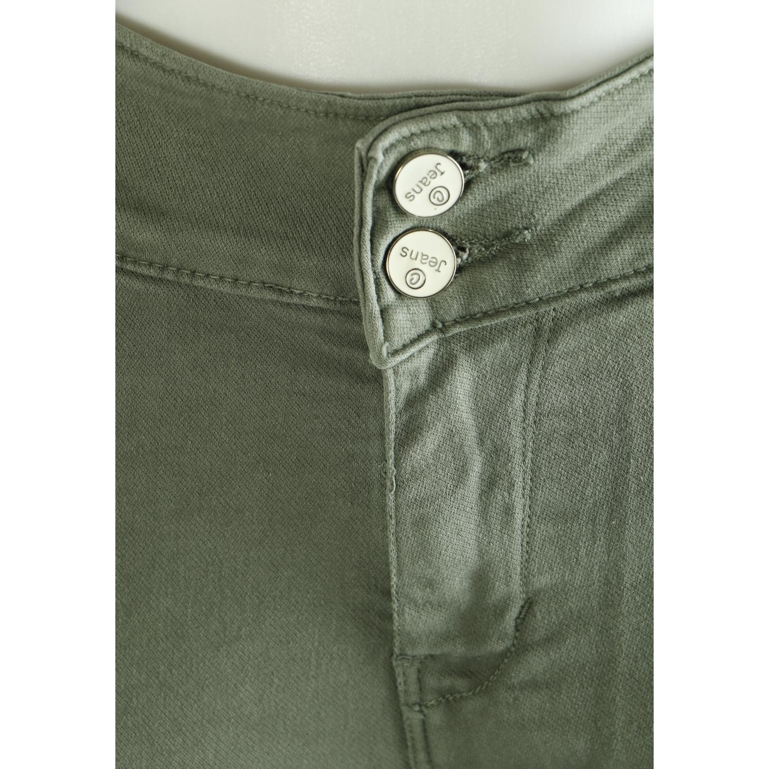 Buy Women Green Pencil Cut  Button Jeans Online