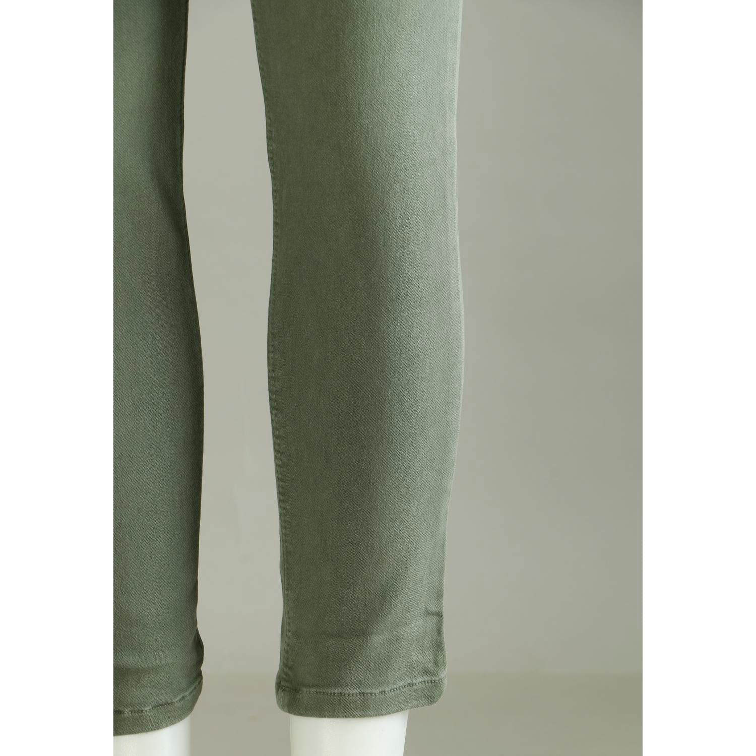 Shop Women Green Pencil Cut  Button Jeans
