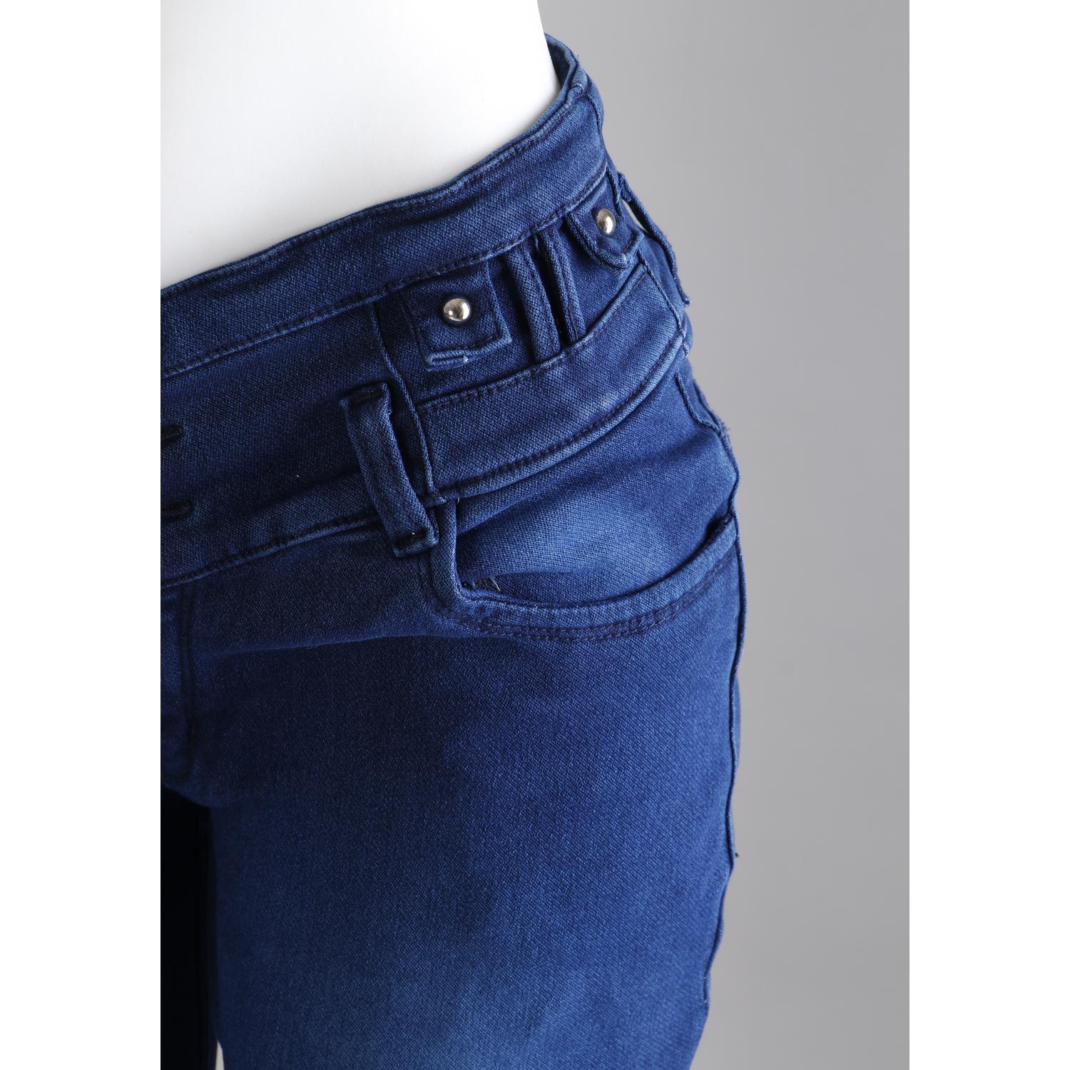 Buy Women Blue Pencil Cut  Button Jeans
