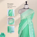 Bengal Cotton Saree With White Striped Border And Woven Motifs Front Drape View On Mannequin