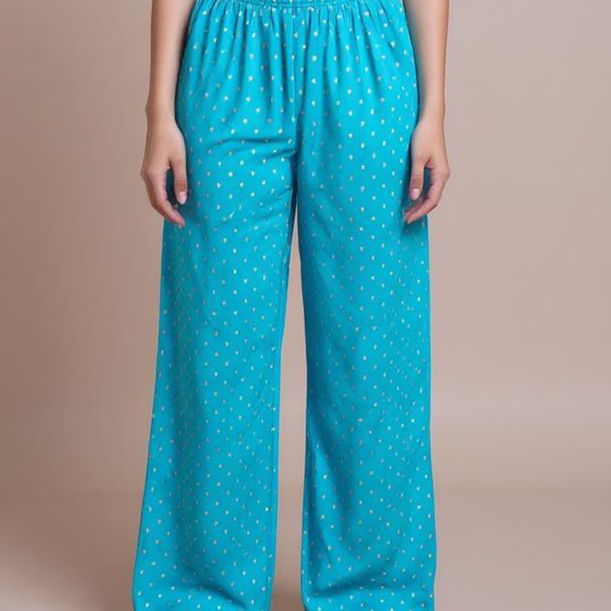 Ethnic Print Relaxed Fit Palazzo Pant -  Blue