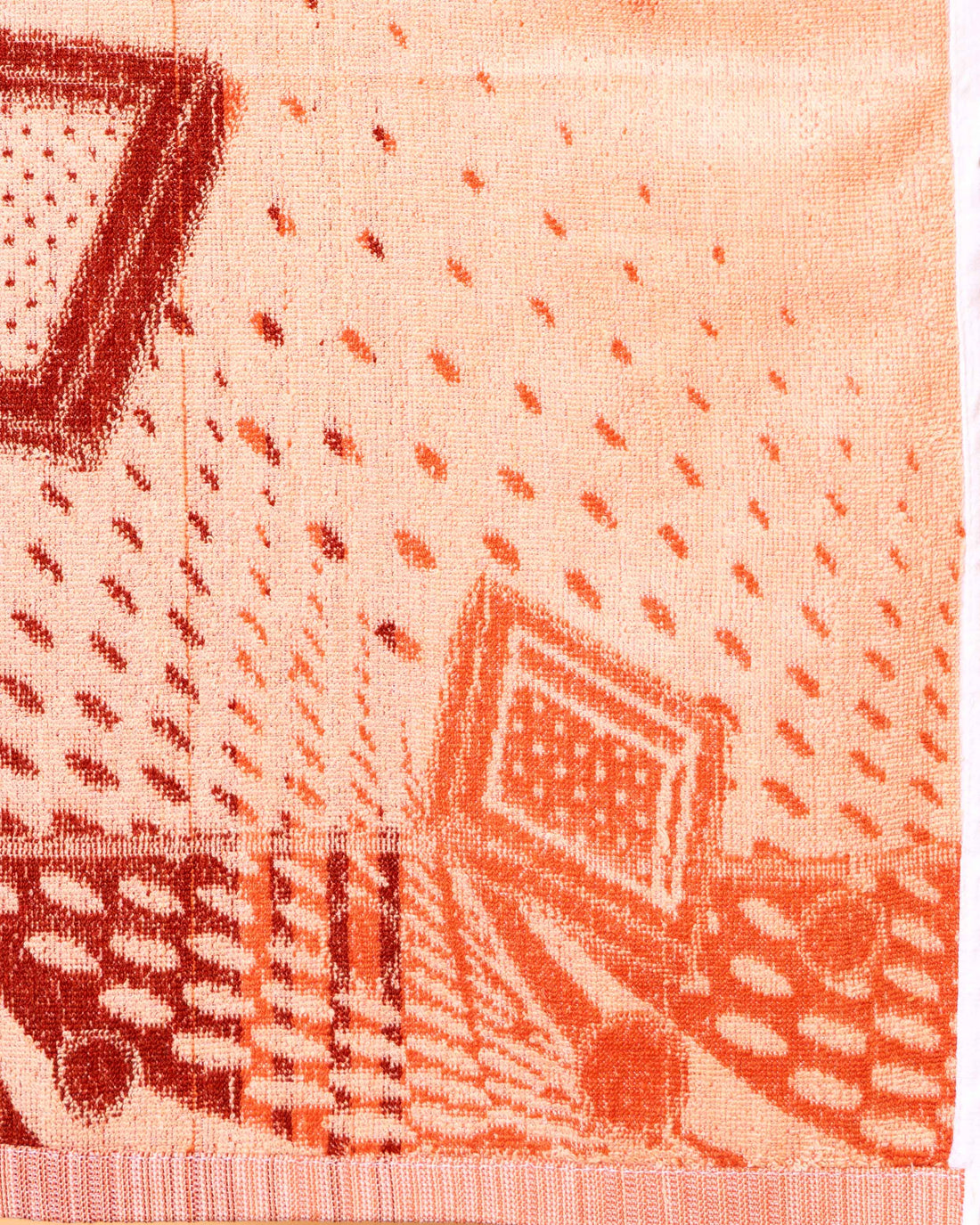 Modern Abstract Geometric Jacquard Towel - Light Peach