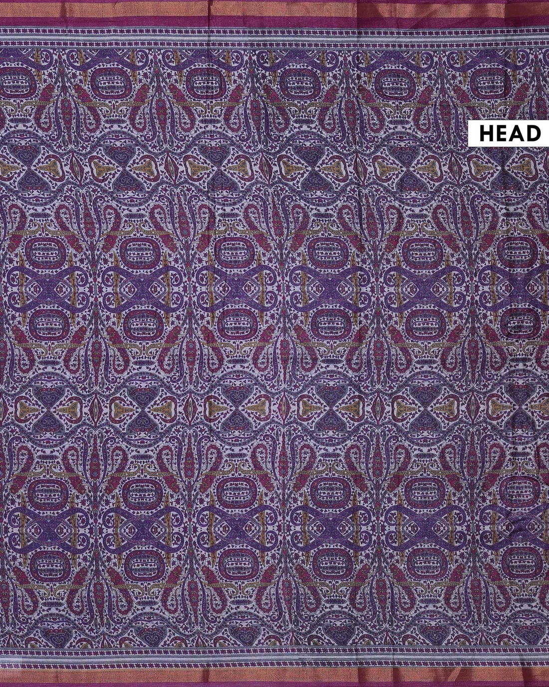 Elegant Art Silk Saree with Intricate Paisley & Geometric Motifs Traditional Print and Woven Border - Light Purple