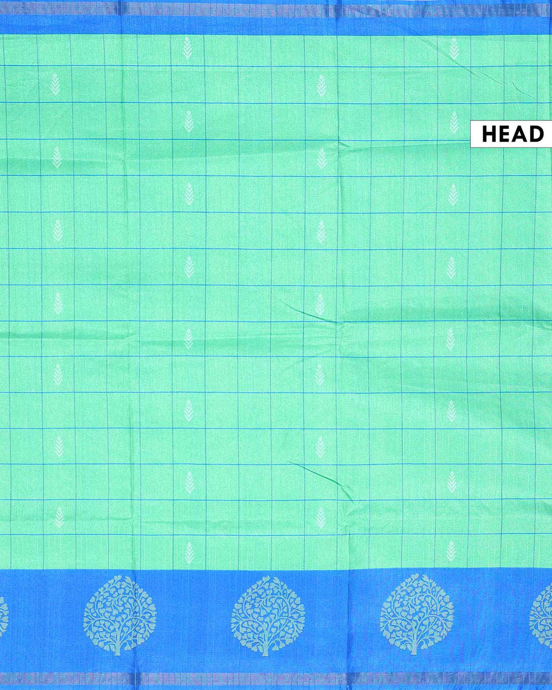 Elegant Raw Silk Saree with Checked Body Design and Traditional Tree Motif Woven Border - Green