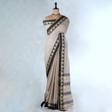 Grey Mangalagiri Cotton Saree for Women | Festive Summer Collection | Jeyachandran - Full View