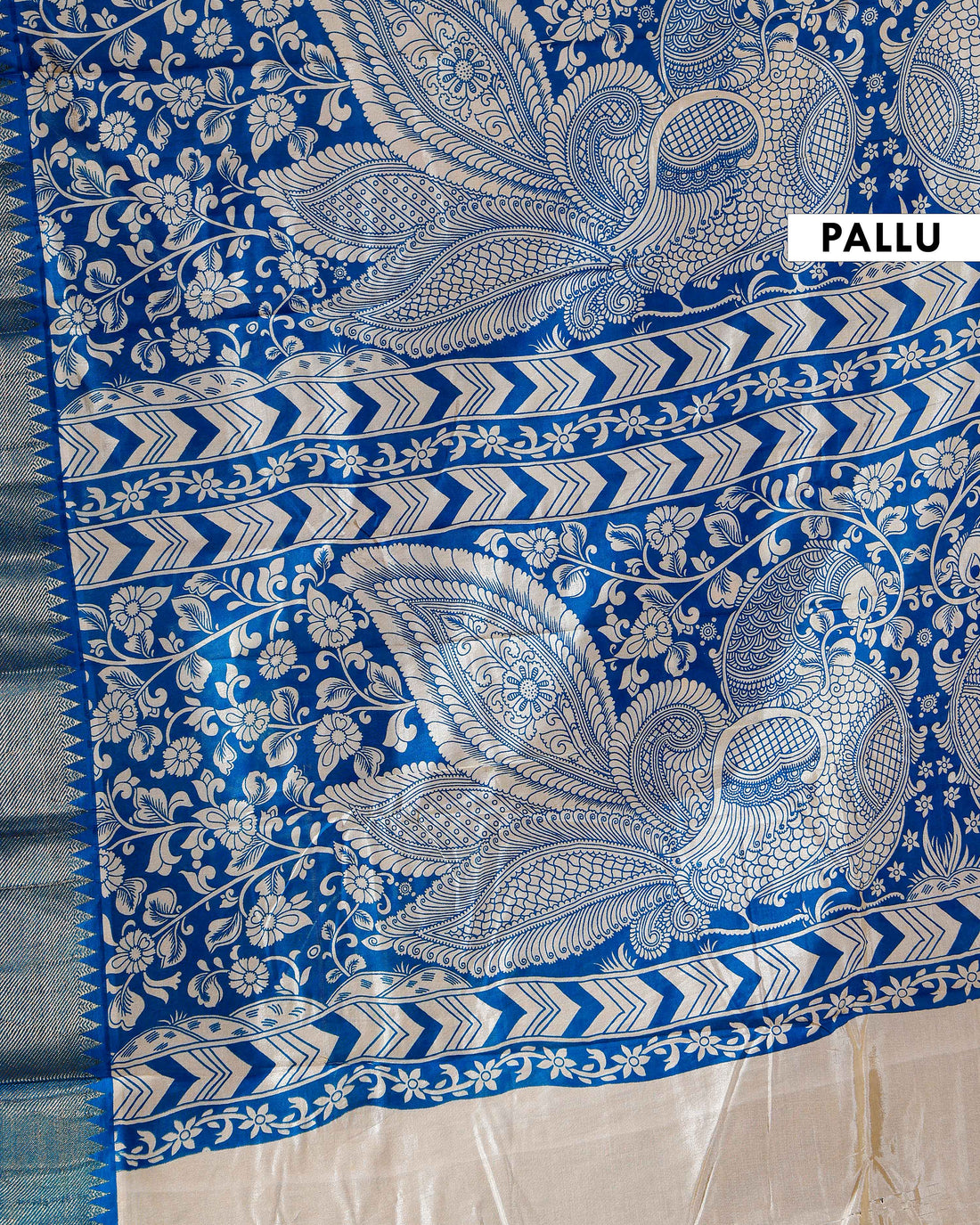 Elegant Mangalagiri Semi Silk Saree with Traditional Kalamkari-Inspired Floral & Peacock Motifs and Zari Border - Pink