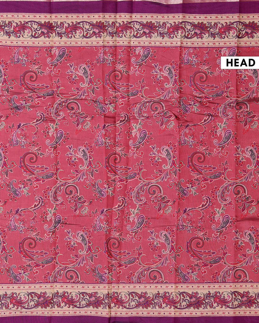 Elegant Semi Chanderi Saree with Paisley Inspired Motifs and A Plain Gold Woven Border - Pink