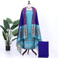 Aqua Blue Cotton Unstitched Salwar Material for Women | Ethnic Summer Collection | Jeyachandran - Full View