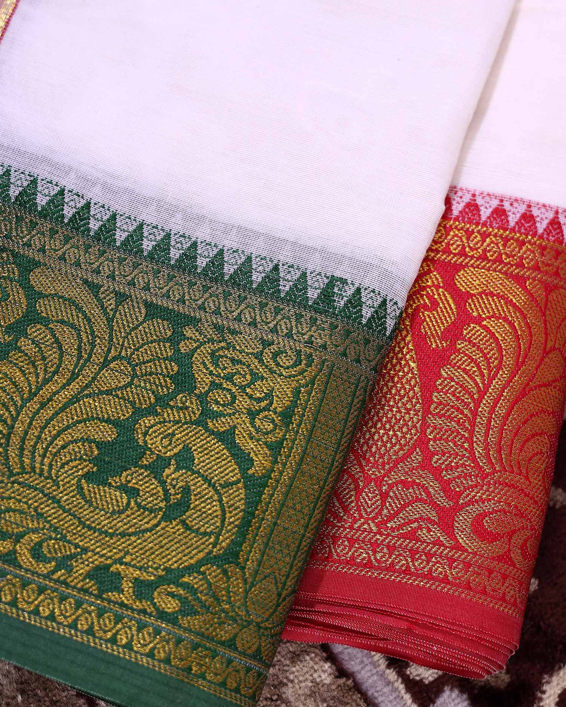 Traditional Men’s Handloom Cotton Dhoti 9*5 Meter with Elegant Multi Border – Off White