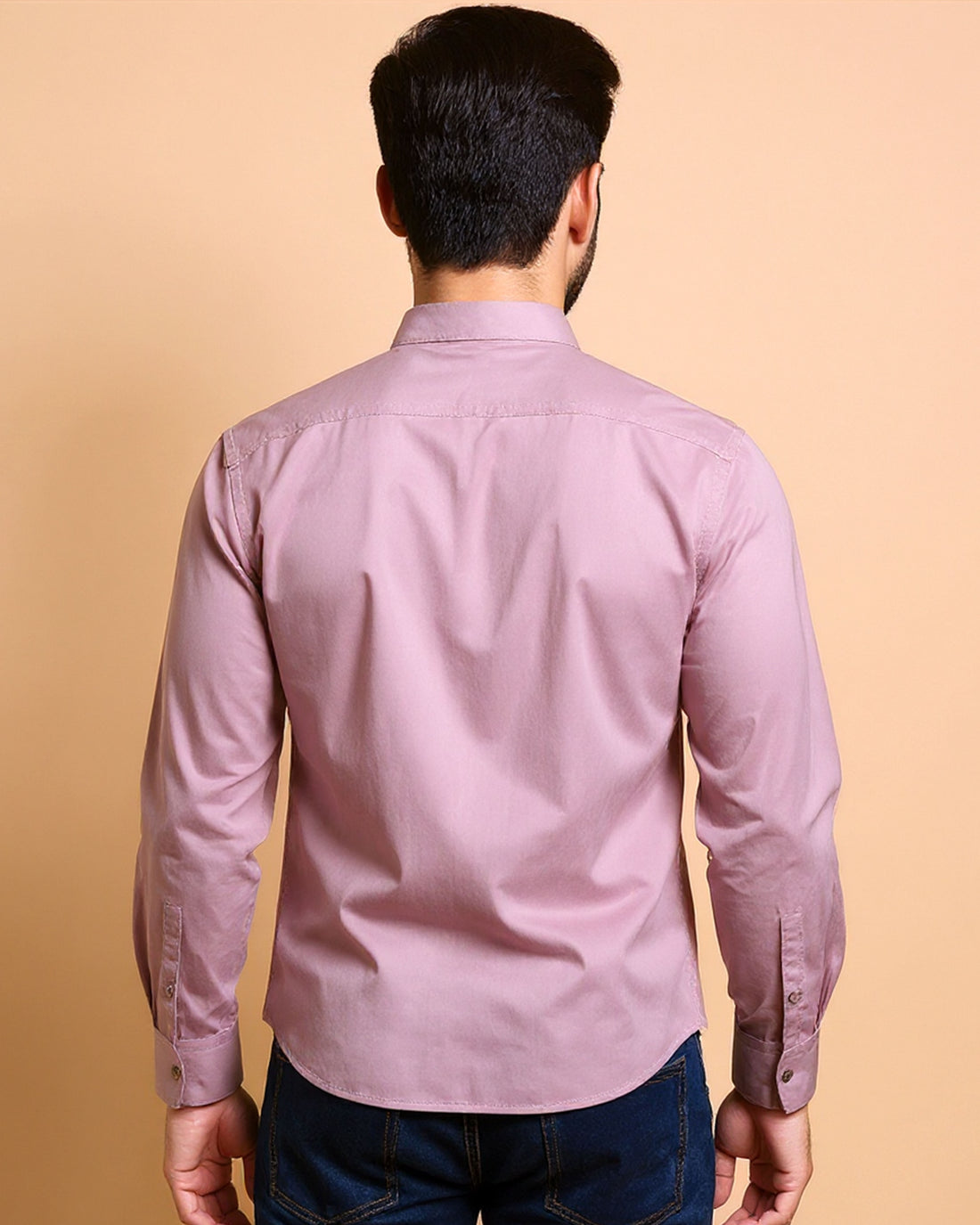 Native Bull Men's Solid Mandarin Collar Casual Shirt and Full Sleeves - Pink