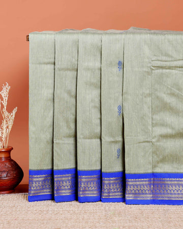 Handloom Kalyani Cotton Saree with Rich Contrast Border and Butta Embellishments - Light Green