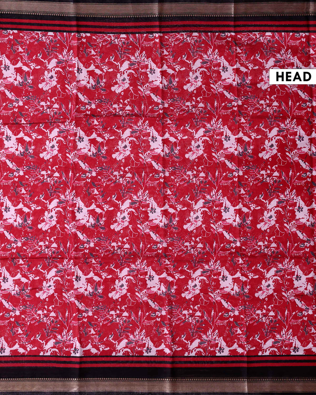 Elegant Semi Chanderi Saree with Floral Inspired Print and Contrast Zari Border - Red