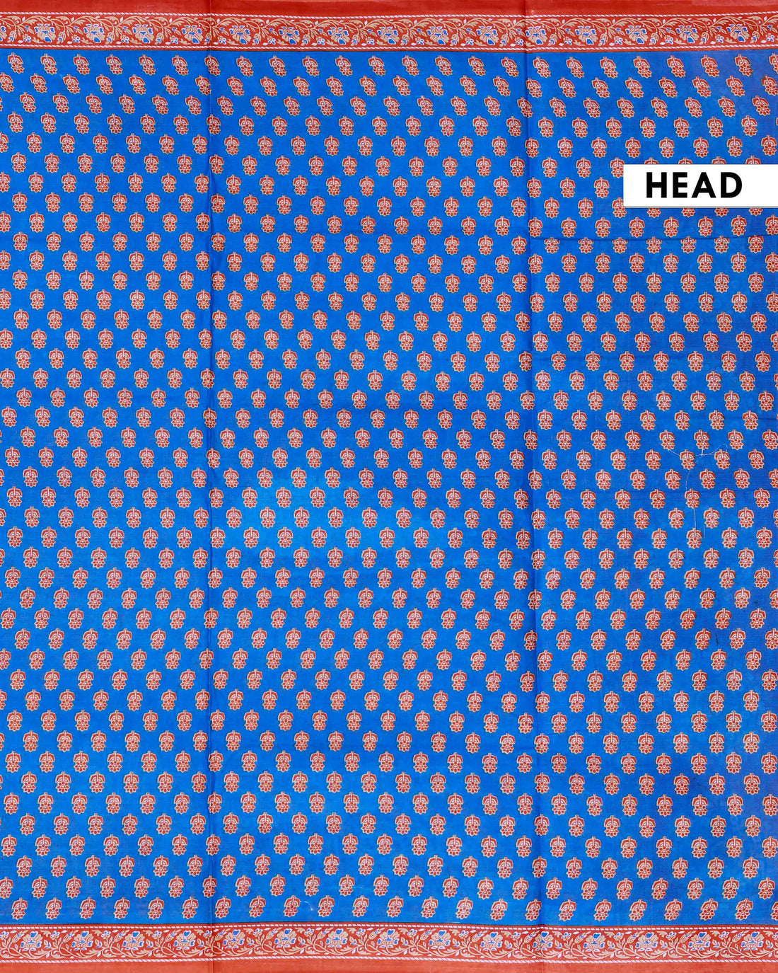 All-Over Floral Printed Voile Saree with Intricate Contrast Border – Blue