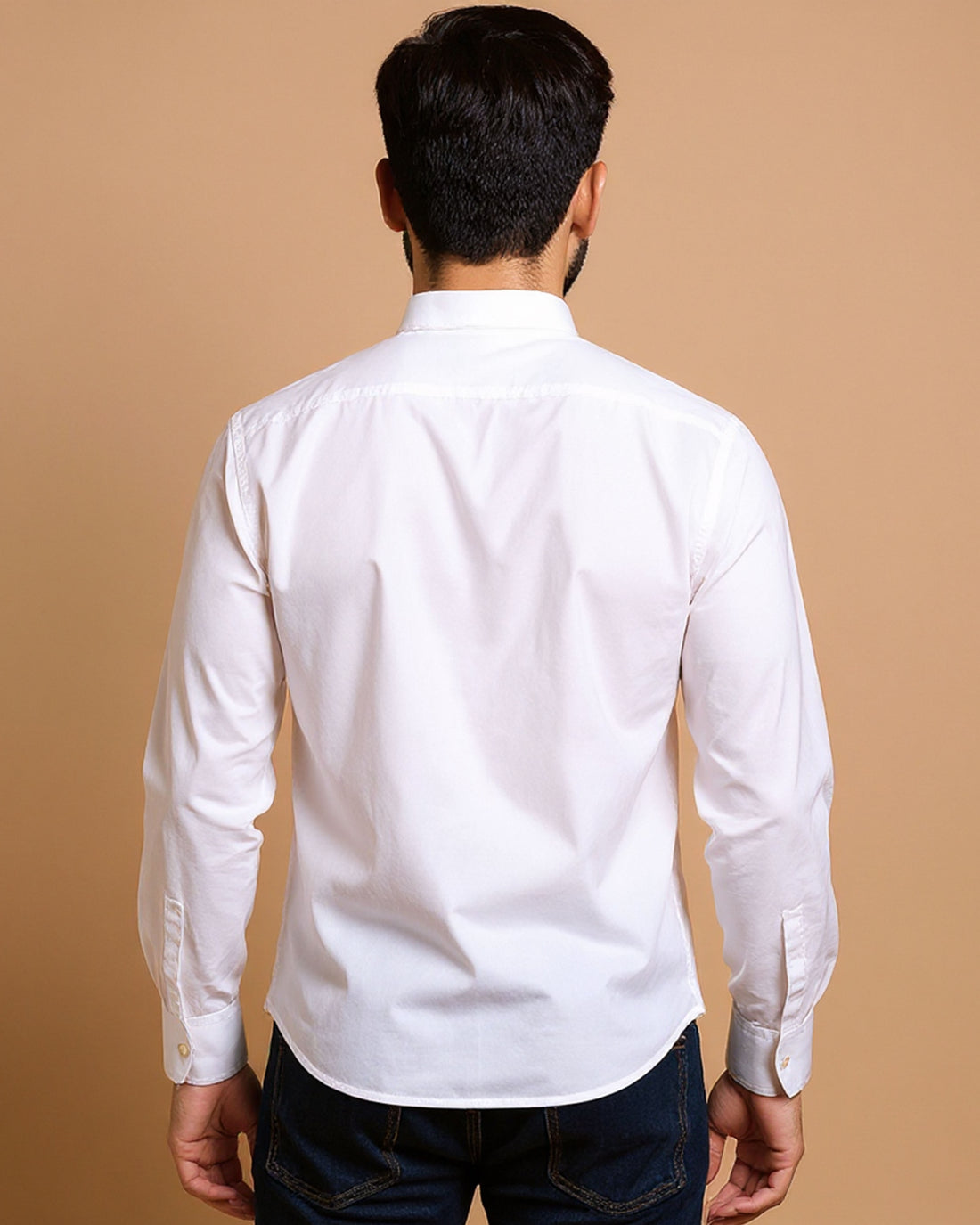 Native Bull Men's Solid Mandarin Collar Casual Shirt and Full Sleeves - White