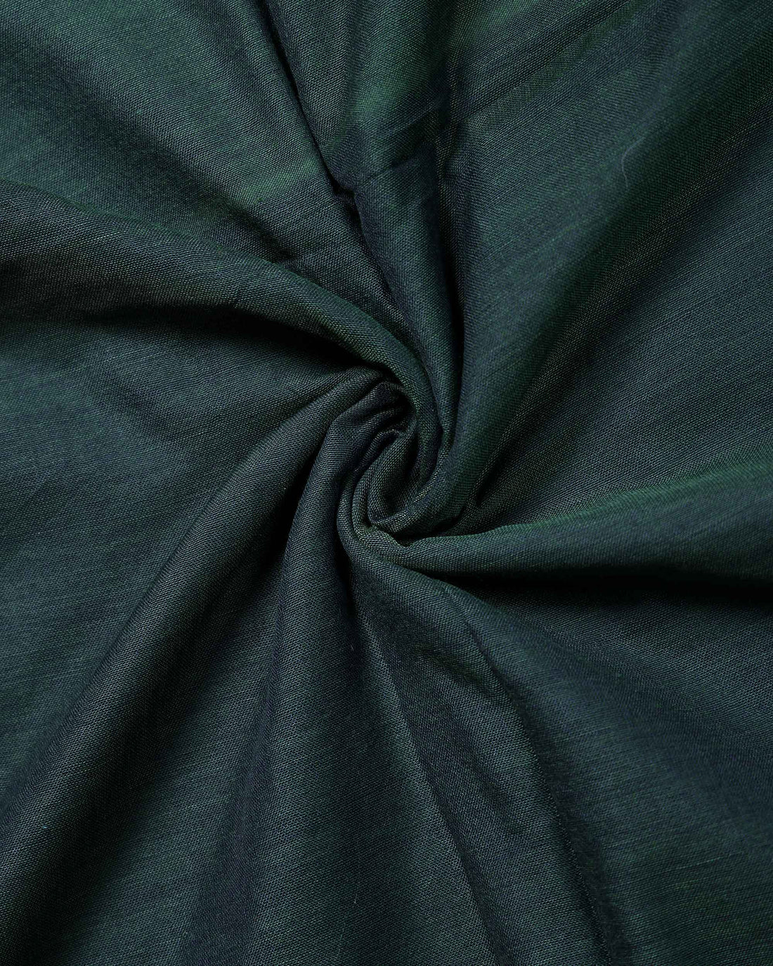 Handloom Traditional Khadi Cotton Saree with Woven Border and Contrast Printed Blouse Piece - Dark Green