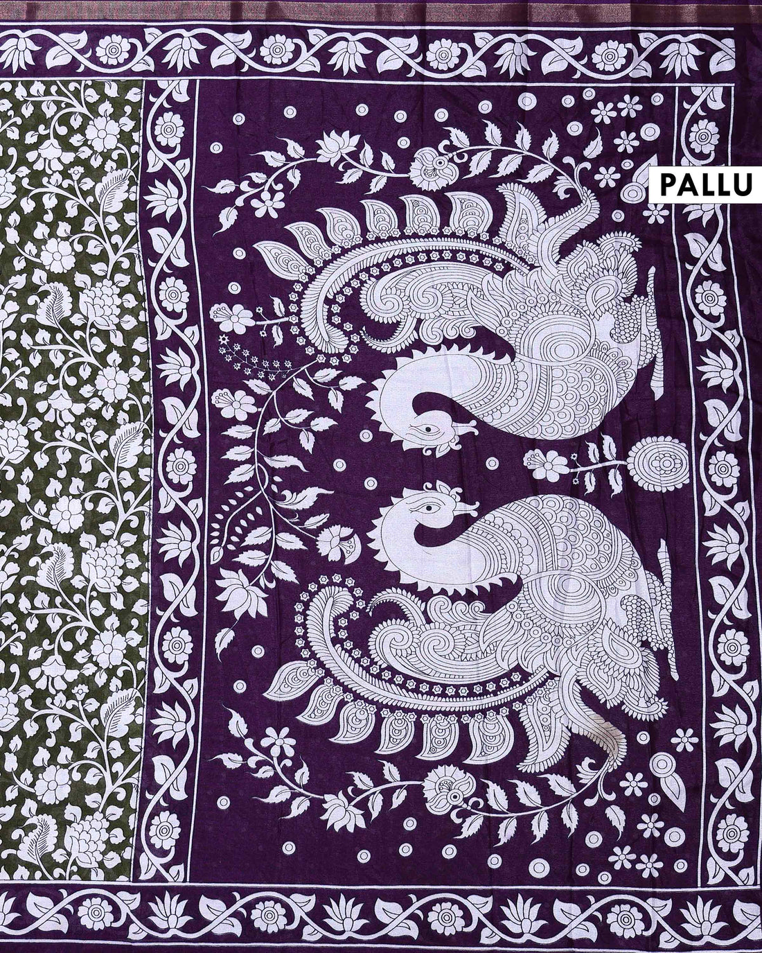 Elegant Semi Chanderi Saree with Traditional Floral Motifs and Contrast Woven Border - Green