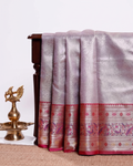 Elegant Niranjana Silk Saree with Intricate Zari Weaving and Traditional Border Motifs - Lavender
