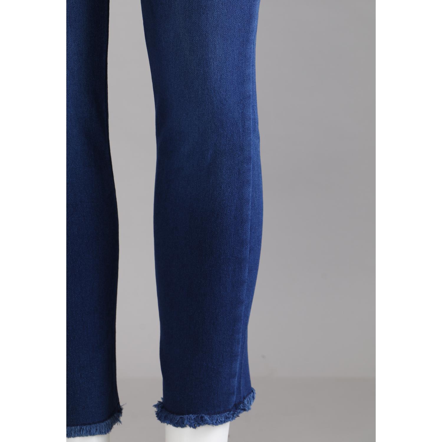 Shop Women Blue Pencil Cut  Button Jeans

