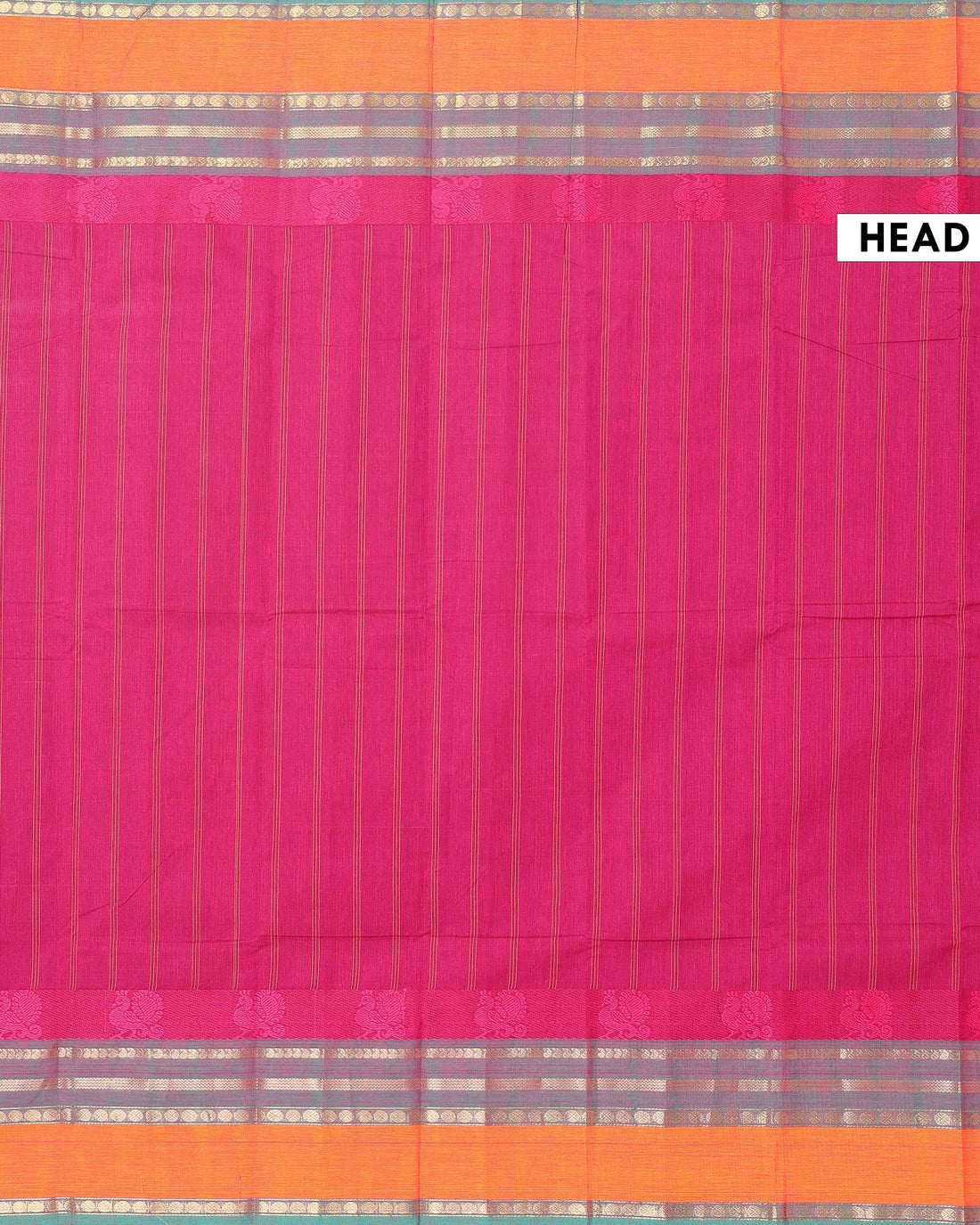 Handwoven Chettinad Cotton Saree with Traditional Zari Border - Magenta 