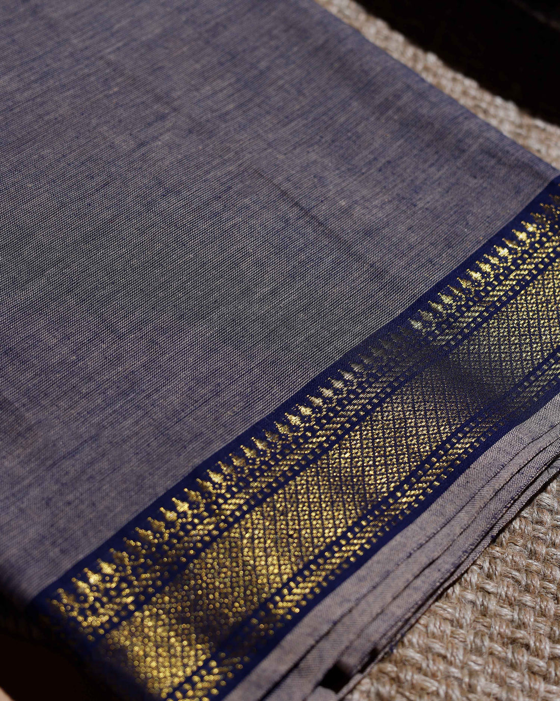Women's Semi Silk Salwar Material with Contrast Border and Zari Weaving - Grey