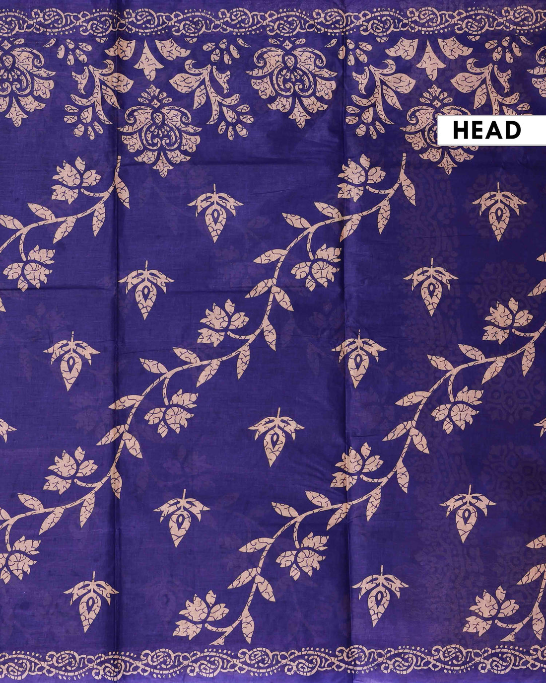 All-Over Floral Printed Voile Saree with Intricate Contrast Border – Navy Blue