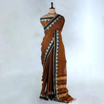 Brown Mangalagiri Cotton Saree for Women | Festive Summer Collection | Jeyachandran - Full View