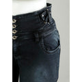 Buy Women Black Pencil Cut  Button Jeans
