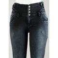 Shop Women Black Pencil Cut  Button Jeans Online