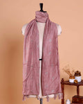 Elegant Embroidered Women’s Dupatta with Delicate Vertical Motif Pattern, Light Brown