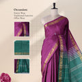 Banana Pith Saree in Dark Magenta  with Green Pallu and Intricate Gold Zari Border