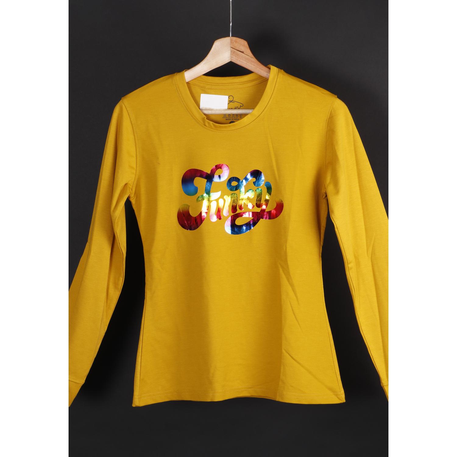 Round Neck Women Mustard Colour T-Shirt