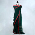 Mangalagiri Cotton Saree with Traditional Temple Woven Border and Elegant Plain Body - Full View