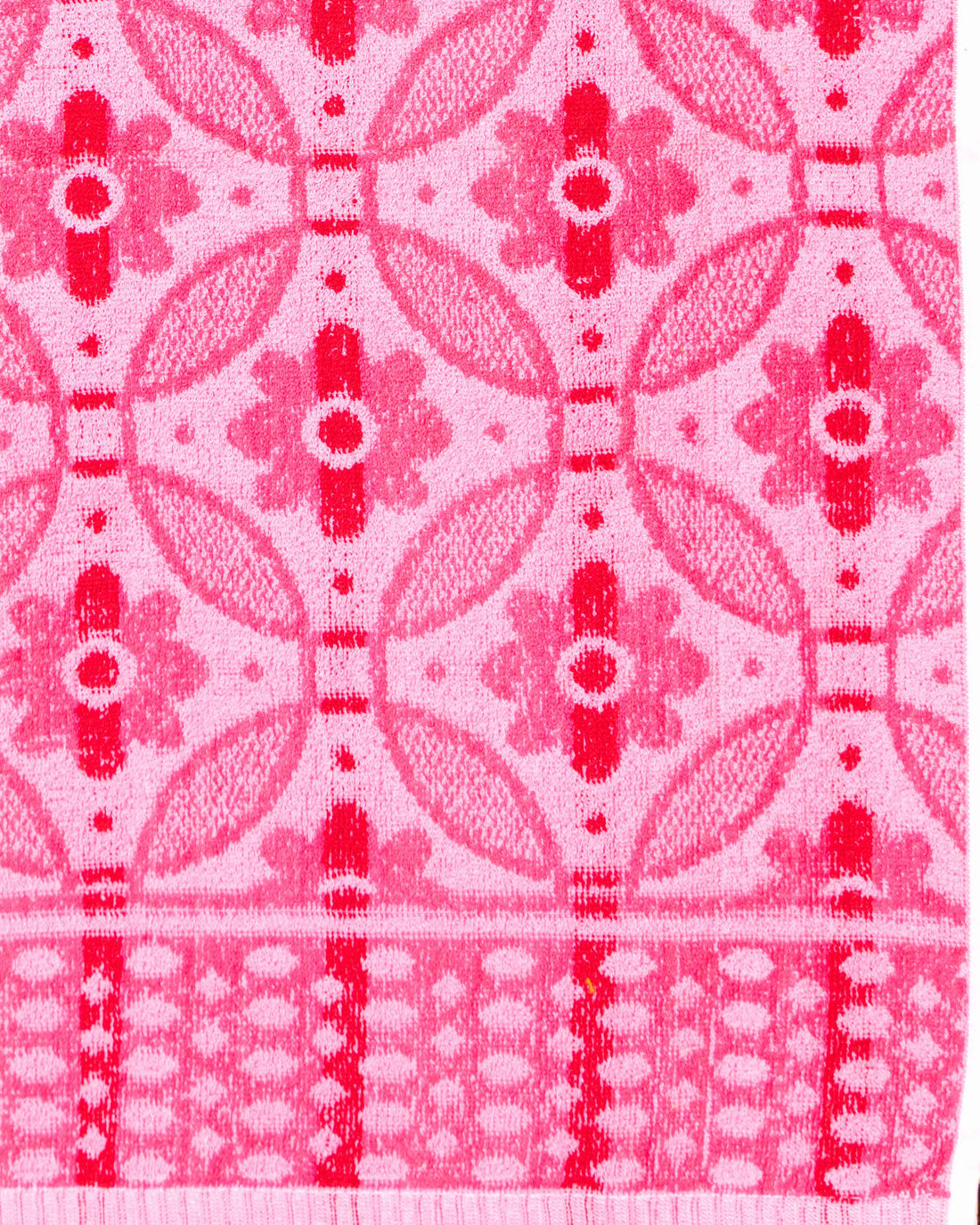Elegant Floral and Geometric Pattern Towel - Pink and Red