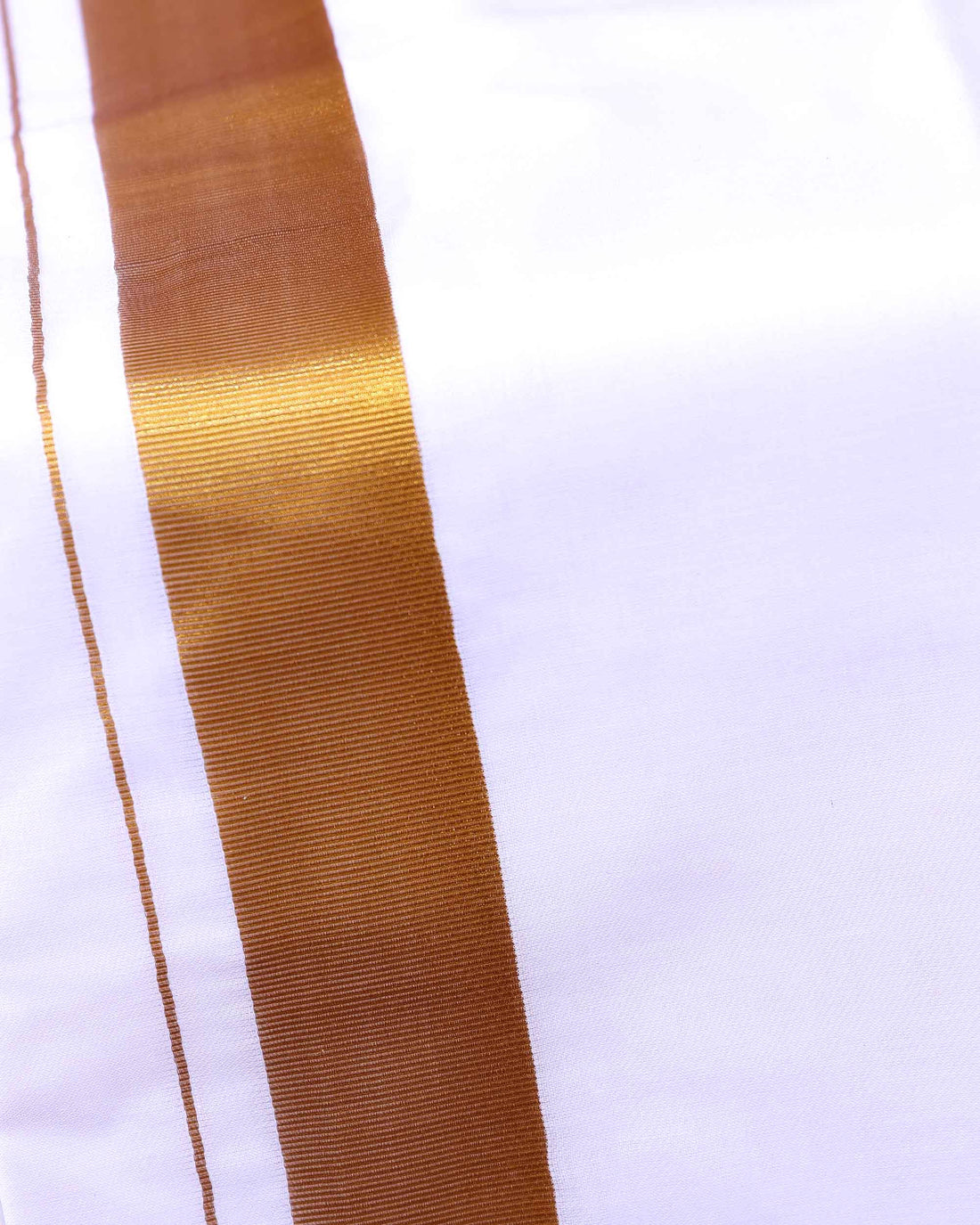 Traditional Men’s Handloom Cotton Dhoti  9*5 Meter with Elegant Gold Border - White