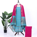 Light Blue Cotton Unstitched Salwar Material for Women | Ethnic Summer Collection | Jeyachandran - Full View