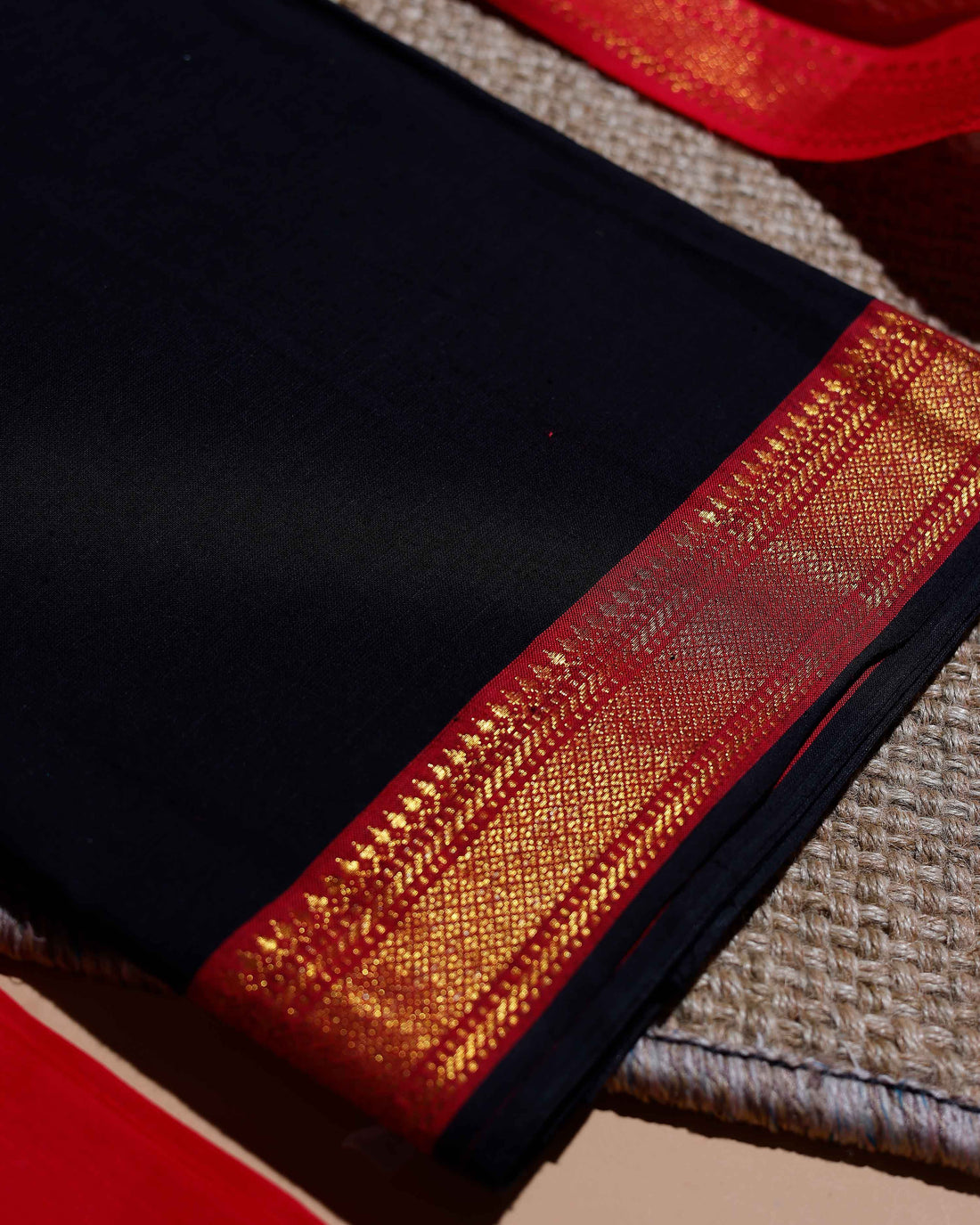 Women's Semi Silk Salwar Material with Contrast Border and Zari Weaving - Black