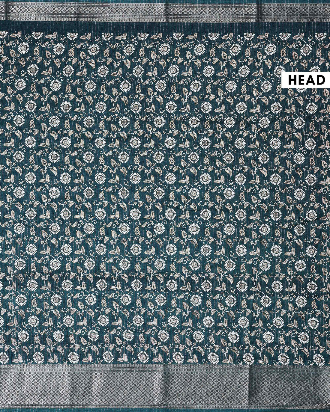 Elegant Dola Silk Saree with All-Over Floral Vine Motifs and Rich Traditional Zari Woven Border - Dark Green