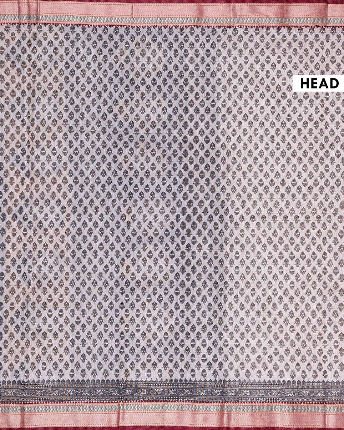 Elegant Linen Cotton Saree with Delicate Floral Buta Prints and Traditional Woven Border - Light Beige