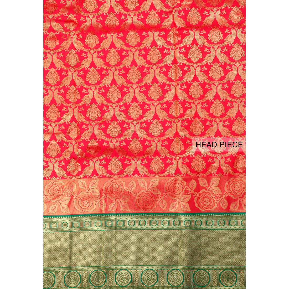 Magenta Colour Banarasi Silk Saree with Green Border