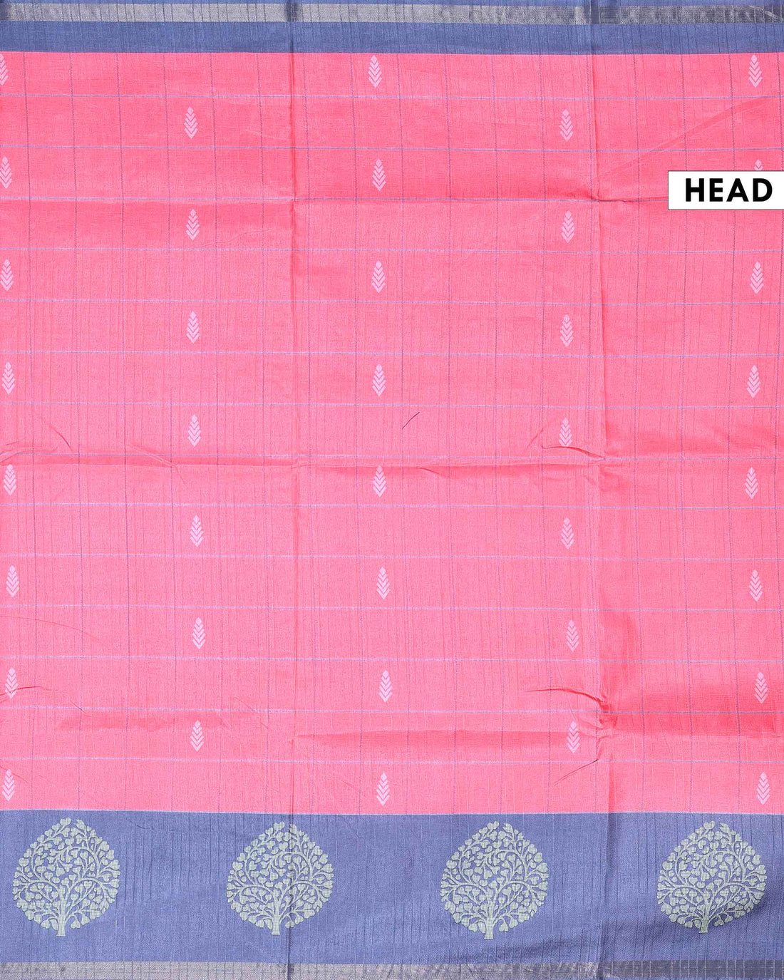 Elegant Raw Silk Saree with Checked Body Design and Traditional Tree Motif Woven Border - Pink
