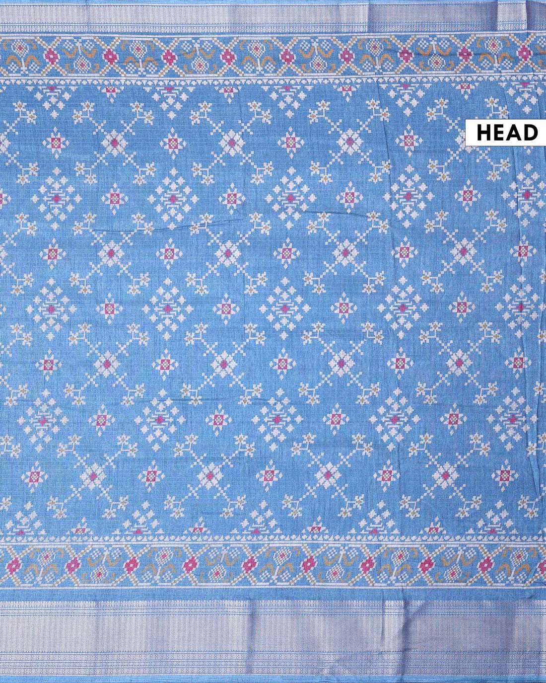 Elegant Dola Silk Saree with All-Over Geometric Floral Motifs and Traditional Zari Woven Border - Blue