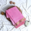 Banana Pith Saree With Elegant Gold Zari Border