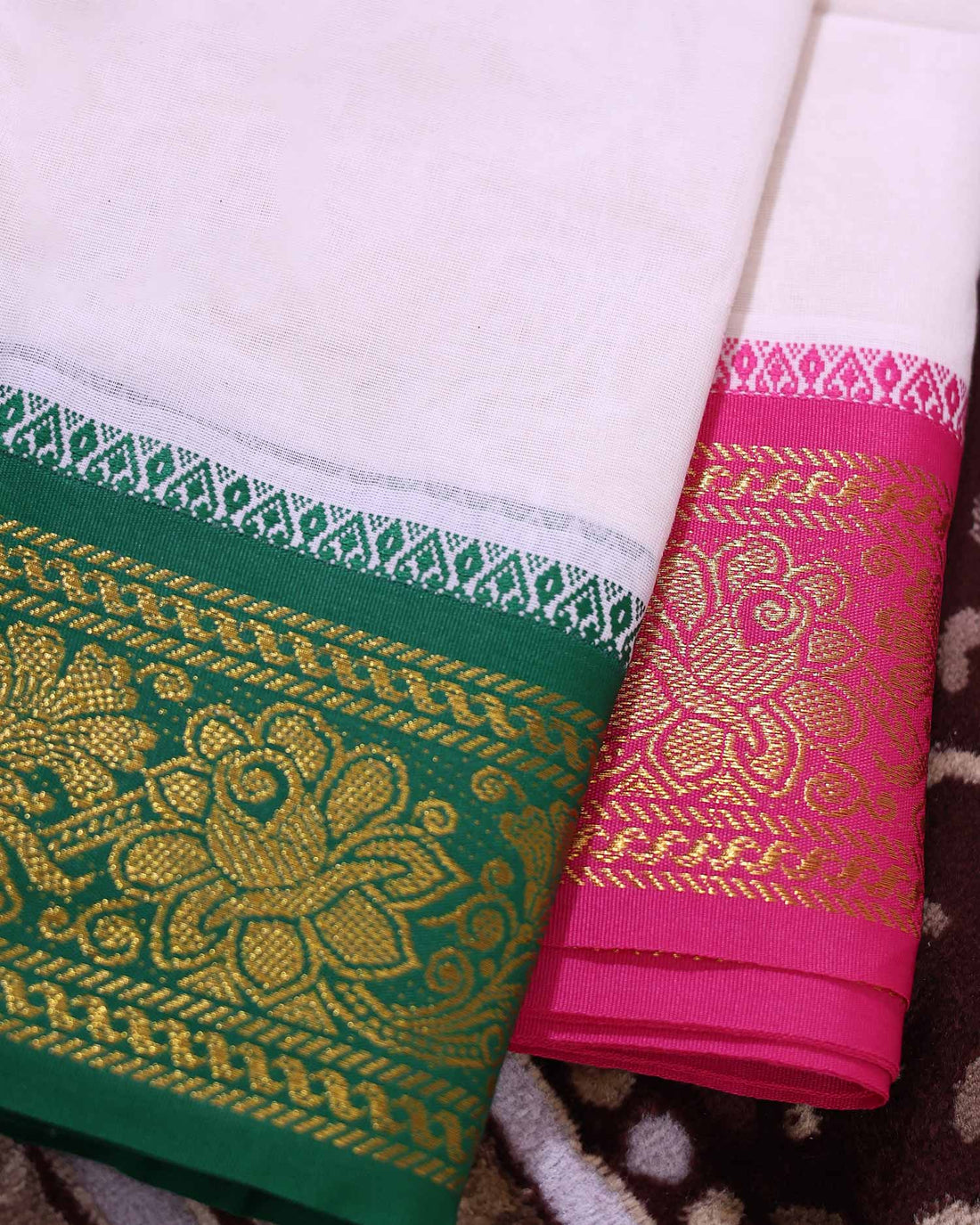 Traditional Men’s Handloom Cotton Dhoti 9*5 Meter with Elegant Multi Border – Off White