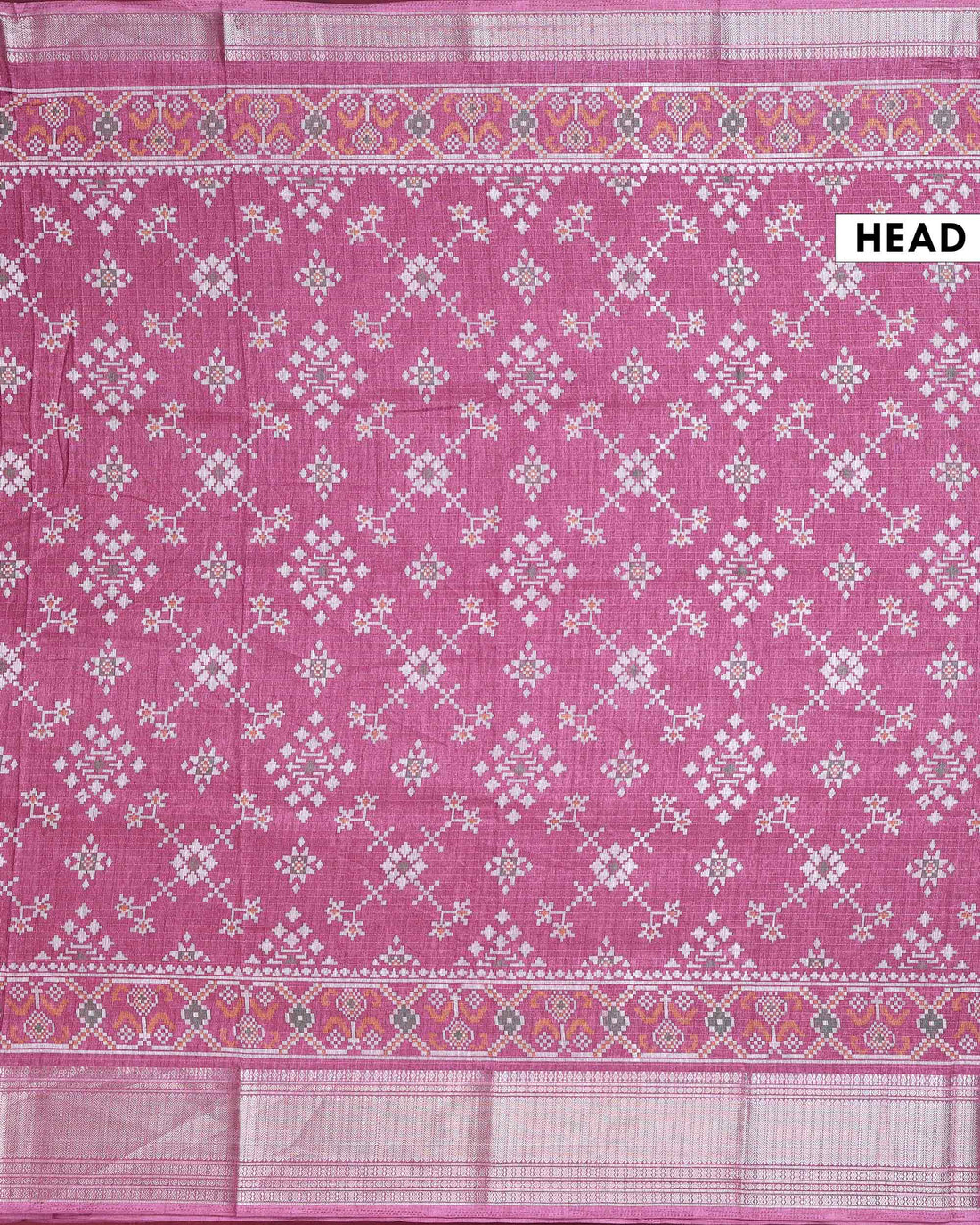 Elegant Dola Silk Saree with All-Over Geometric Floral Motifs and Traditional Zari Woven Border - Onion Pink