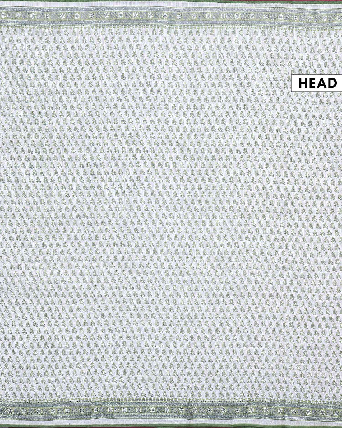 Elegant Linen Cotton Saree with Allover Floral Buta Motifs and Intricately Woven Traditional Border - Light Green